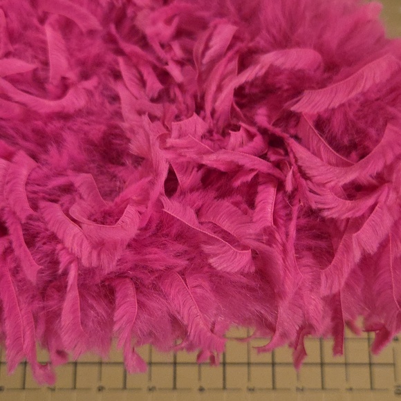 Fuchsia Pink Shaggy Faux Fur Accent Pillow Measures 10 X 14 - Picture 6 of 11